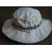 Dorfman Pacific Wide Brim Hat Size S/M Light Beige W/Blue Flowers   eb-79561806